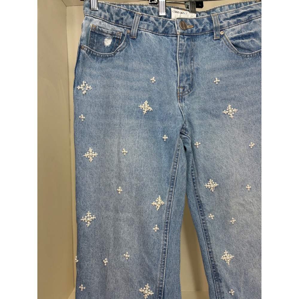 Banjara Pearl Starburst Embellished High Rise Straight Leg Jeans Blue 11/29 - Picture 3 of 11